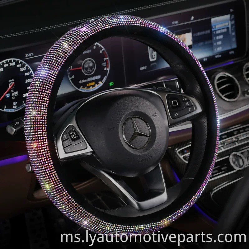 Bling Rhinestones Cover Sudut Roda Dengan Kereta Berkilau Crystal SUV SUV Anti-Slip Steering Wheel Protector